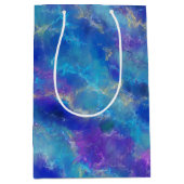 Elegant Blue, Purple, and Gold Marble Pattern ミディアムペーパーバッグ (正面)