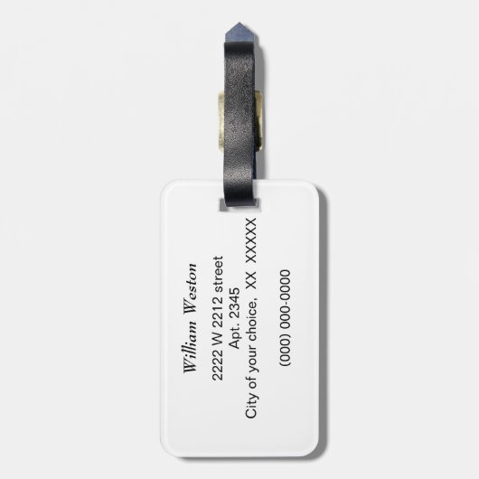 Elegant Blue, Purple, and Gold Marble Pattern ラゲッジタグ (裏面縦)