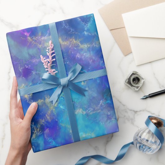 Elegant Blue, Purple, and Gold Marble Pattern ラッピングペーパー (ギフト)