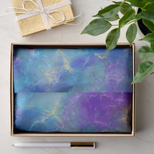Elegant Blue, Purple, and Gold Marble Pattern 薄葉紙 (ギフト)