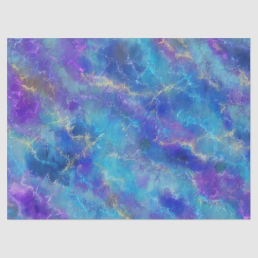 Elegant Blue, Purple, and Gold Marble Pattern 薄葉紙 (正面)