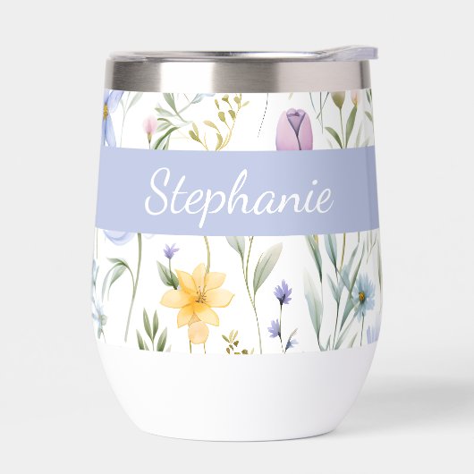 Elegant Blue Purple Watercolor Wildflower  (左面)