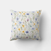 Elegant Blue Purple Watercolor Wildflower  クッション (裏面)