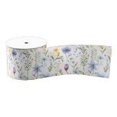 Elegant Blue Purple Watercolor Wildflower グログランリボン (リール)