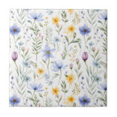 Elegant Blue Purple Watercolor Wildflower  タイル (正面)
