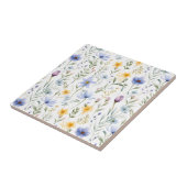 Elegant Blue Purple Watercolor Wildflower  タイル (側面)