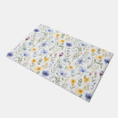 Elegant Blue Purple Watercolor Wildflower  ドアマット (アングル)