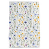 Elegant Blue Purple Watercolor Wildflower  ミディアムペーパーバッグ (裏面)