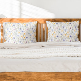 Elegant Blue Purple Watercolor Wildflower 枕カバー