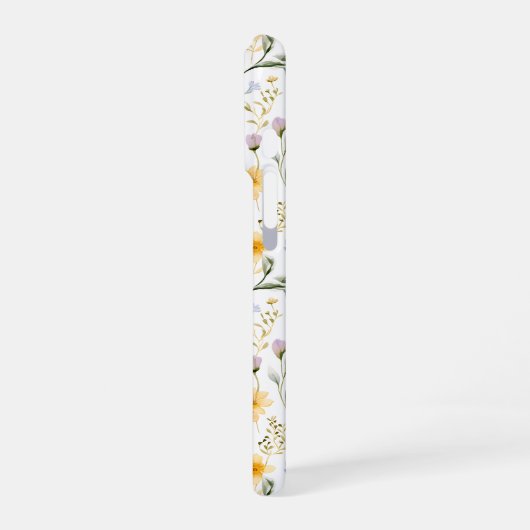 Elegant Blue Purple Watercolor Wildflower  iPhoneケース (左側面)