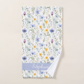 Elegant Blue Purple Wildflower Name Sports ハンドタオル (ハンドタオル)