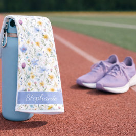 Elegant Blue Purple Wildflower Name Sports ハンドタオル