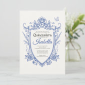 Elegant Blue Quinceanera 15th Birthday 招待状 (スタンド正面)