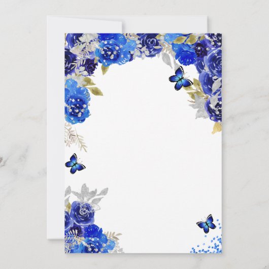 Elegant Blue Quinceañera Invitation 招待状 (裏面)