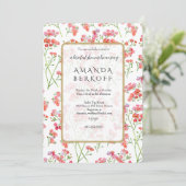 Elegant Blue & Red Flowers Bridal Shower  招待状 (スタンド正面)