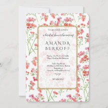 Elegant Blue & Red Flowers Bridal Shower