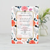 Elegant Blue & Red Flowers Bridal Shower 招待状 (スタンド正面)