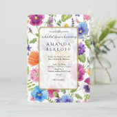 Elegant Blue & Red Flowers Bridal Shower  招待状 (スタンド正面)