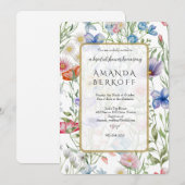 Elegant Blue & Red Flowers Bridal Shower  招待状 (正面/裏面)