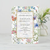 Elegant Blue & Red Flowers Bridal Shower  招待状 (スタンド正面)