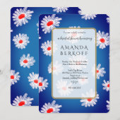 Elegant Blue & Red Flowers Bridal Shower  招待状 (正面/裏面)