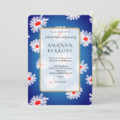 Elegant Blue & Red Flowers Bridal Shower  招待状 (スタンド正面)