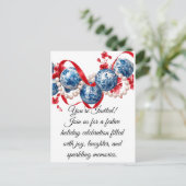 Elegant Blue & Red Holiday Invitation Invitation ポストカード (スタンド正面)