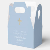 Elegant Blue Religious Cross Boy First Communion フェイバーボックス (オープン)
