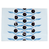 Elegant Blue Ribbon and Black Ornament Gift Bag ラージペーパーバッグ (裏面)