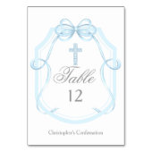 Elegant Blue Ribbon Bow Confirmation Party テーブルナンバー (裏面)