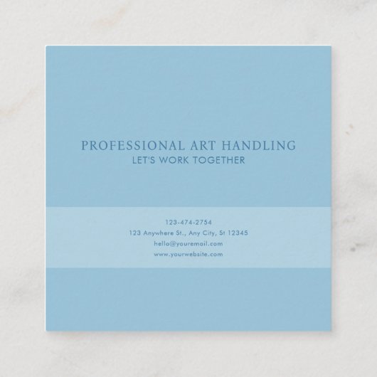 Elegant Blue Rose Floral Gold Frame Modern Powder スクエア名刺 (裏面)