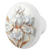 Elegant Blue Rose Gold Stylized Lilies セラミックノブ (右)