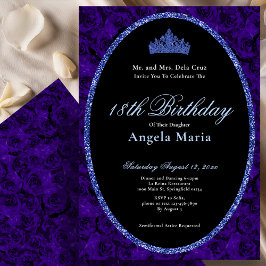 Elegant Blue Roses 18th Birthday Debut 招待状