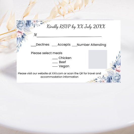 Elegant Blue Roses_2 出欠カード