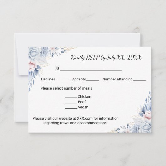 Elegant Blue Roses_2 出欠カード (正面)