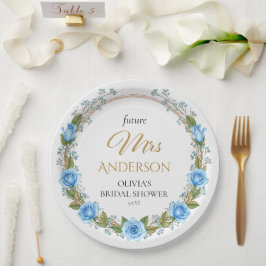 Elegant Blue Roses & Baby’s Breath  ペーパープレート