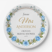 Elegant Blue Roses & Baby’s Breath  ペーパープレート (正面)