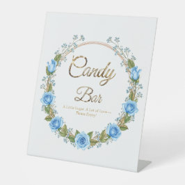 Elegant Blue Roses & Baby’s Breath Candy Bar 台座サイン