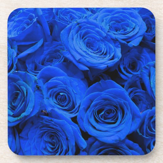 Elegant blue roses blue flowers blue floral コースター (正面)
