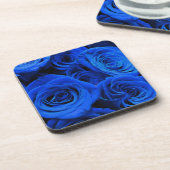 Elegant blue roses blue flowers blue floral コースター (左側)