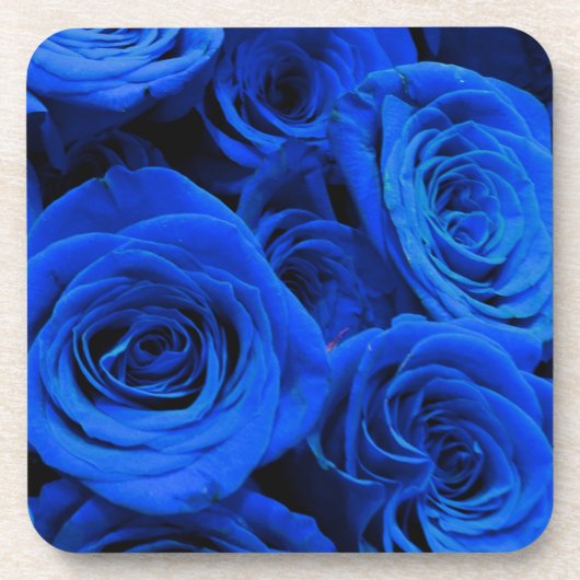 Elegant blue roses blue flowers blue floral コースター (正面)