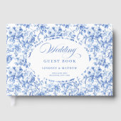 Elegant Blue Roses French Toile Guest Book ゲストブック (正面)