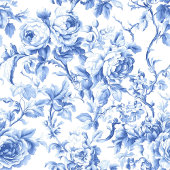 Elegant Blue Roses French Toile Guest Book ゲストブック