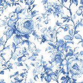 Elegant Blue Roses French Toile Wedding Program プログラム