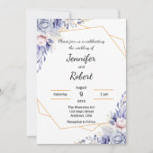 Elegant Blue Roses Invitation 招待状 (正面)
