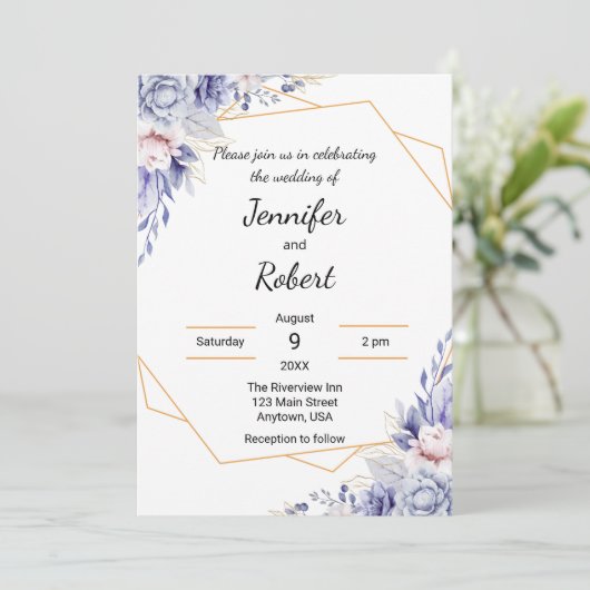 Elegant Blue Roses Invitation 招待状 (スタンド正面)