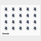 Elegant blue roses Wedding customizable ラウンドシール (シート)