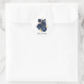 Elegant blue roses Wedding customizable ラウンドシール (バッグ)