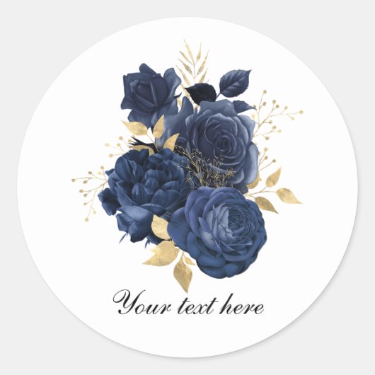 Elegant blue roses Wedding customizable ラウンドシール (正面)