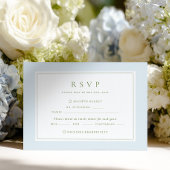 Elegant Blue & Sage  Wedding RSVP Card